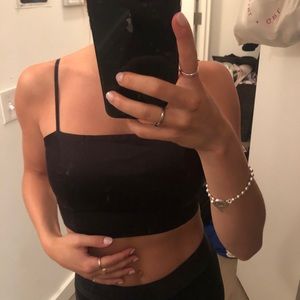 black silky crop top
